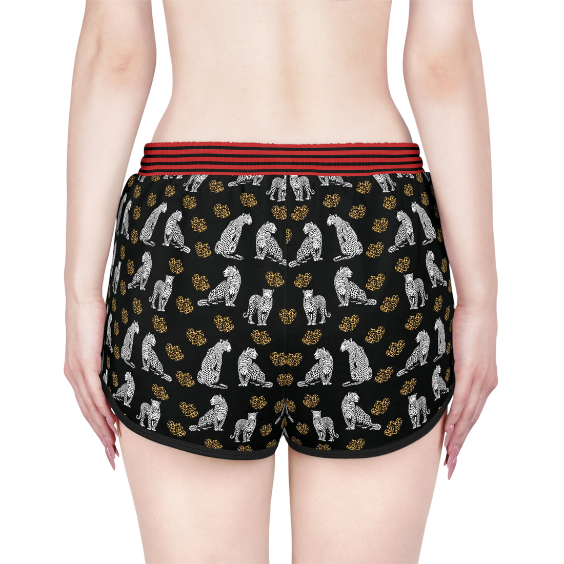 Black Cheetah Hearts Relaxed Shorts