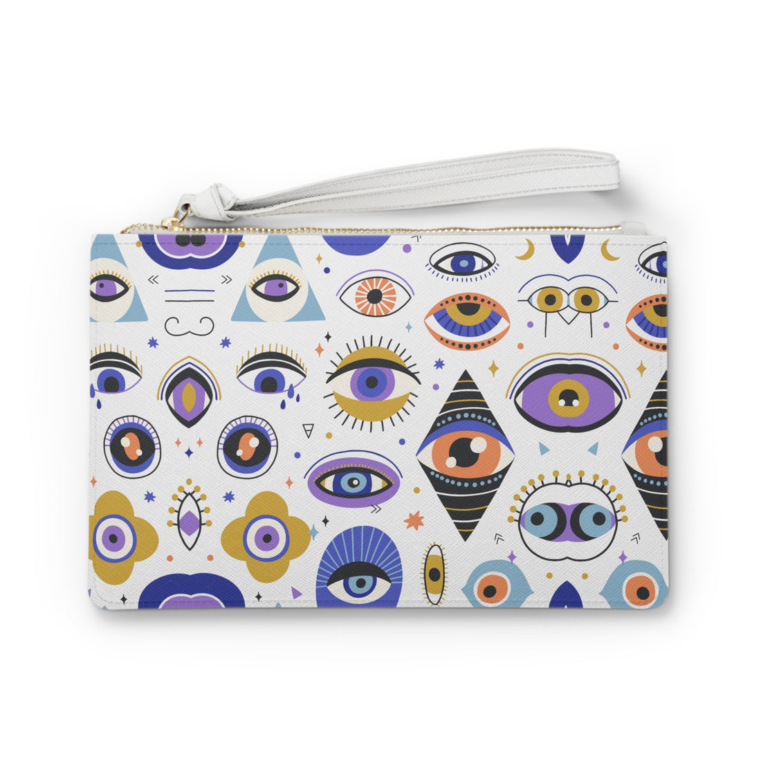 abstract evil eye print clutch bag
