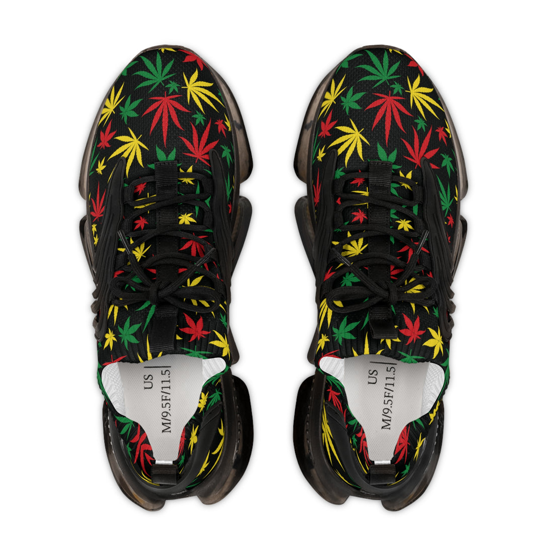 Black Tropical Rasta Toned Men's Mesh Knit Sneakers