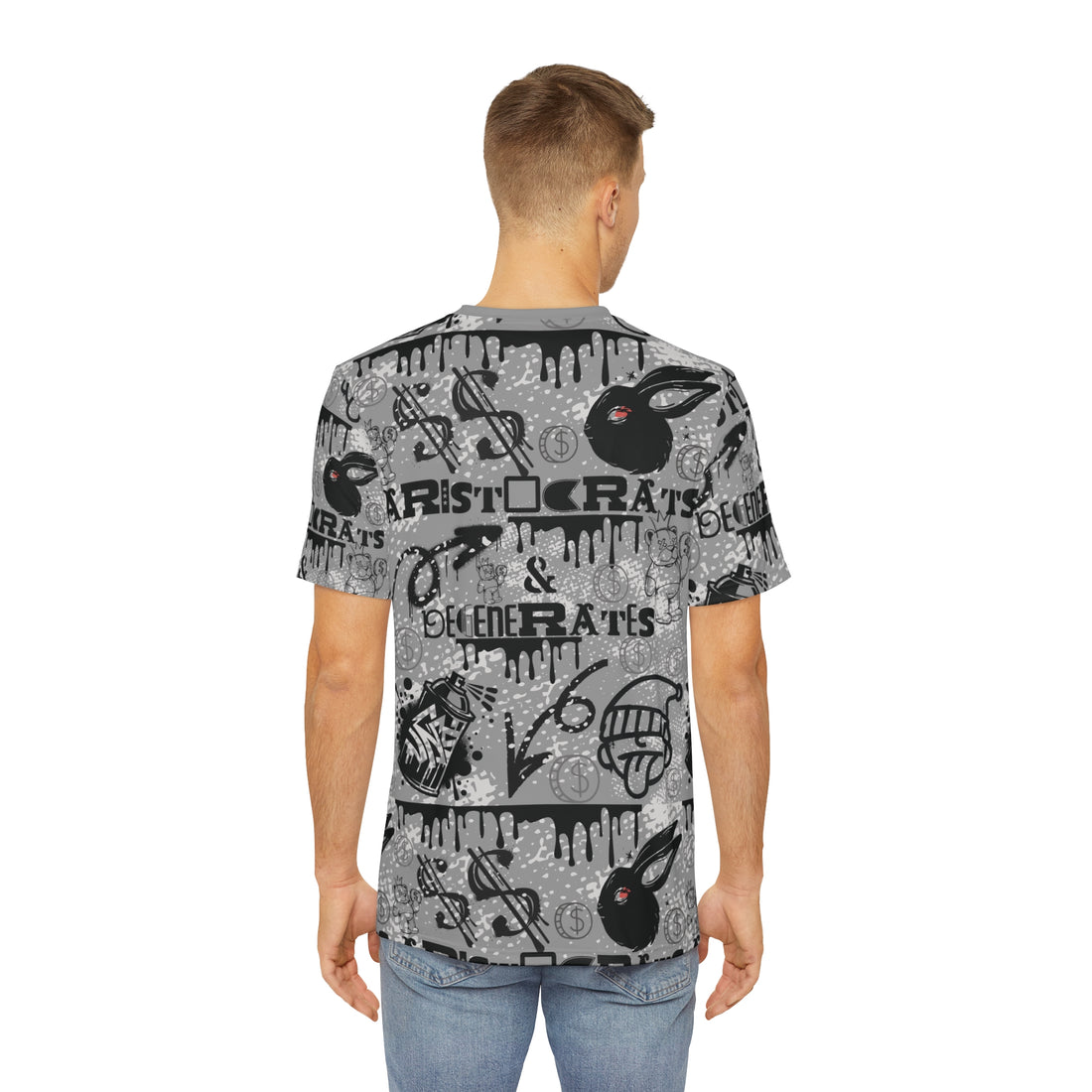 Grey Graphic Polar Men's Polyester Tee (AOP)