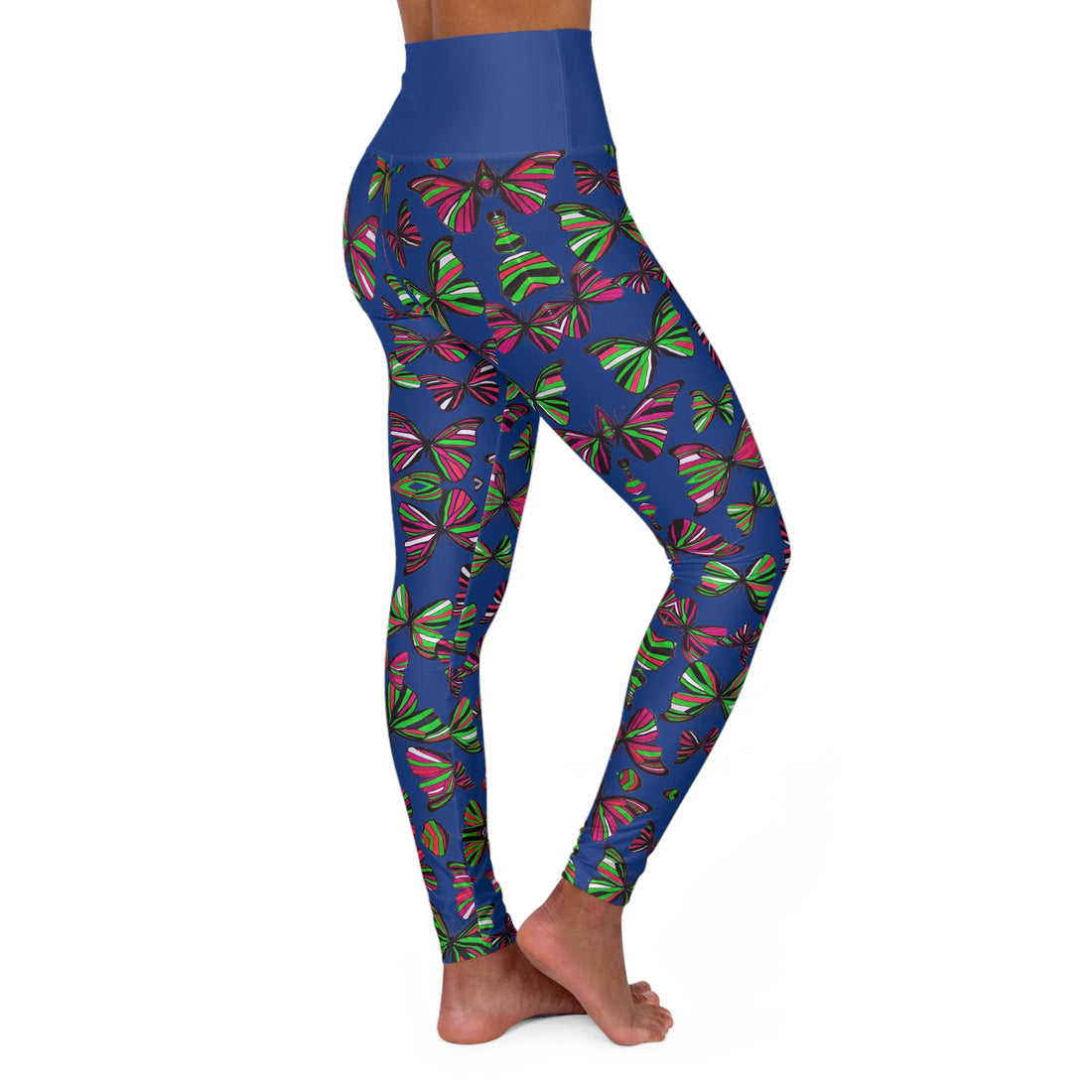 Royal Blue Butterfly Kaleidoscope Yoga Leggings