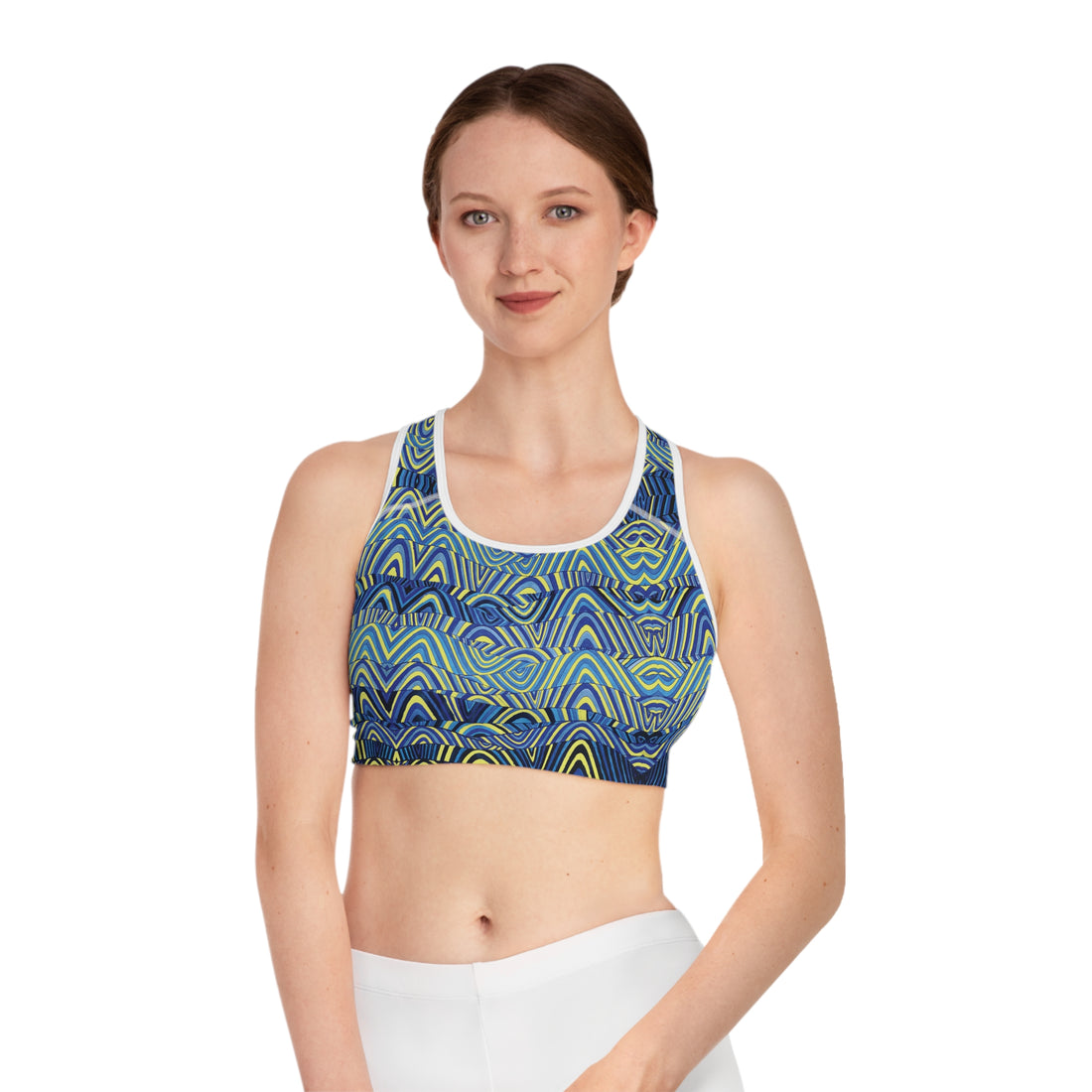 Canary Sonic (AOP) Racerback Sports Bra