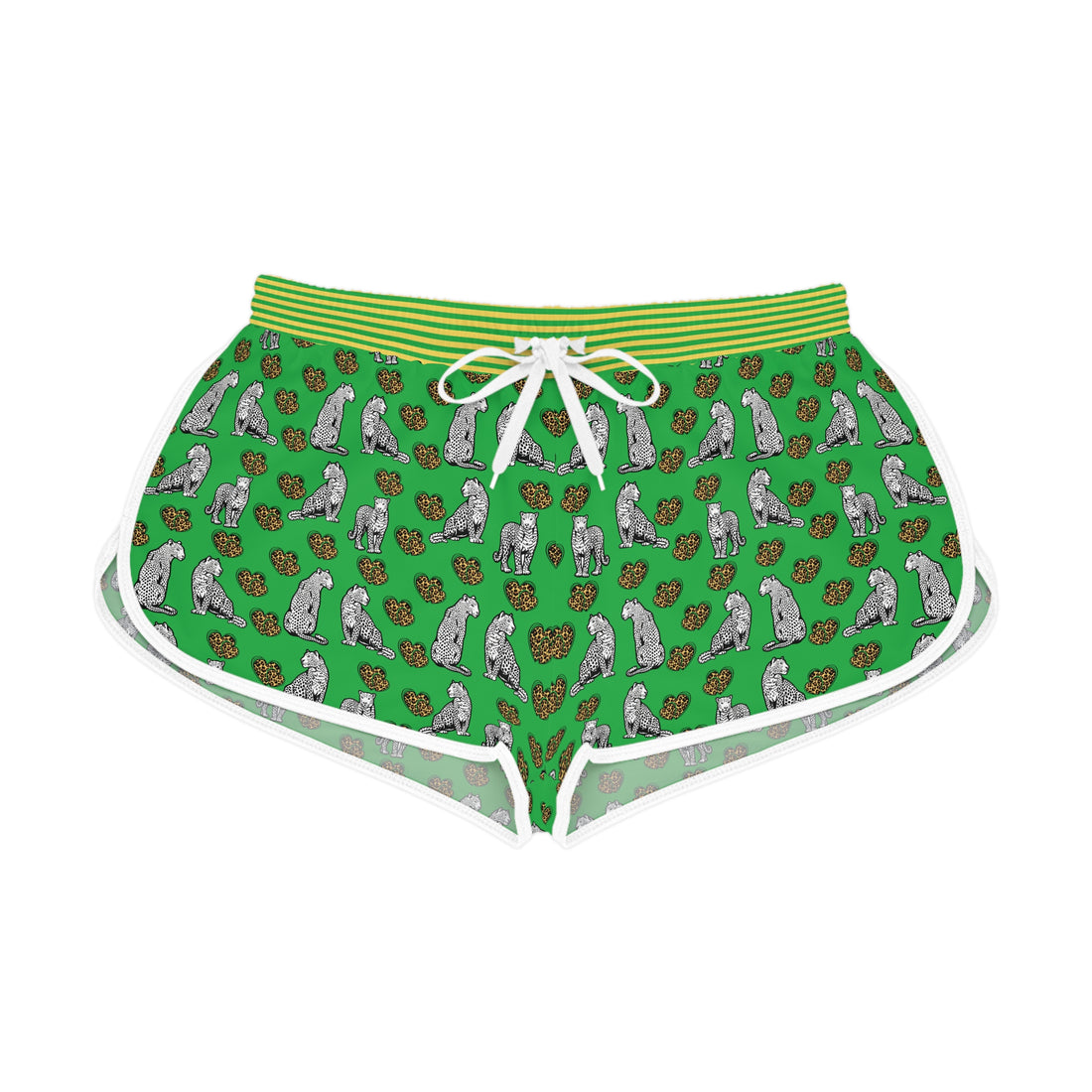 Lawn Green Cheetah Hearts Relaxed Shorts