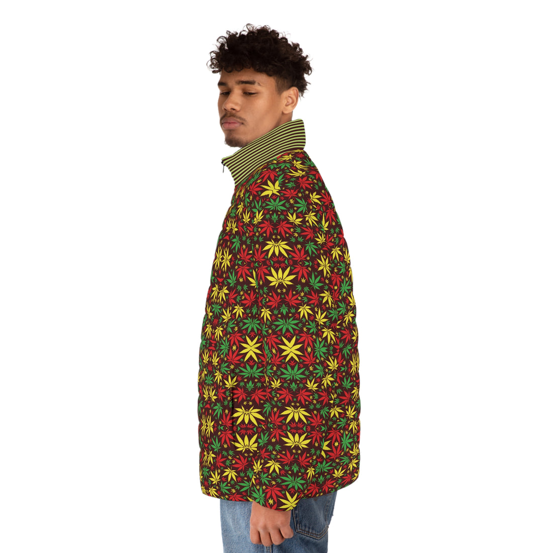 Marsala Tropical Rasta Toned Men's Puffer Jacket