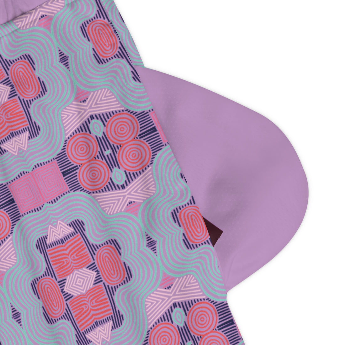 Lavender Geometric Print Basketball Rib Shorts (AOP)