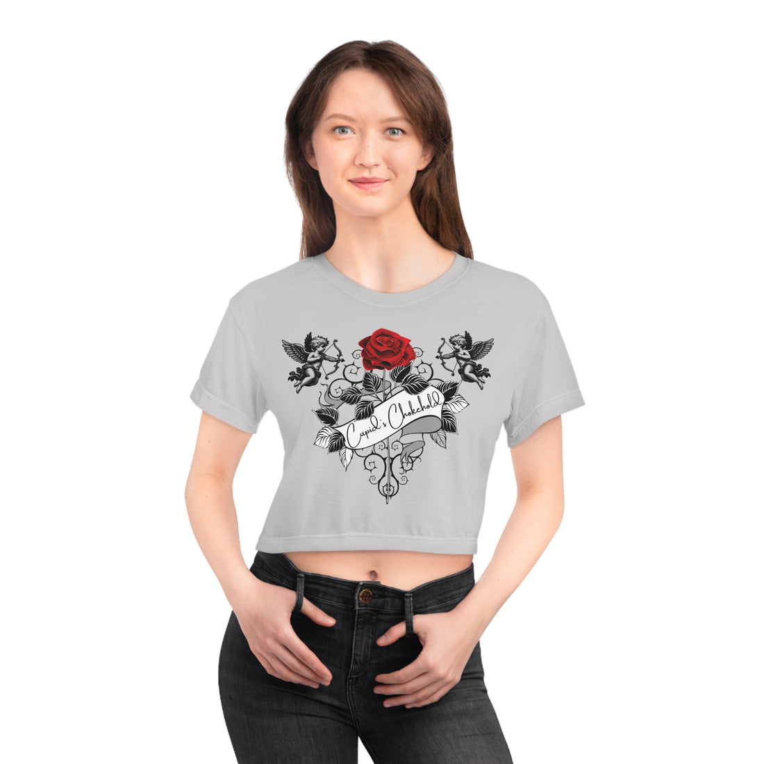 Slate Cupid's Chokehold AOP Crop Tee