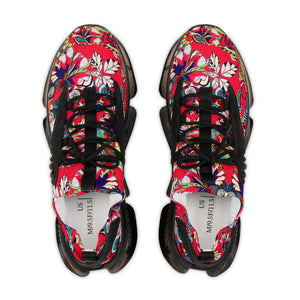Red Floral Pop OTT Men's Mesh Knit Sneakers