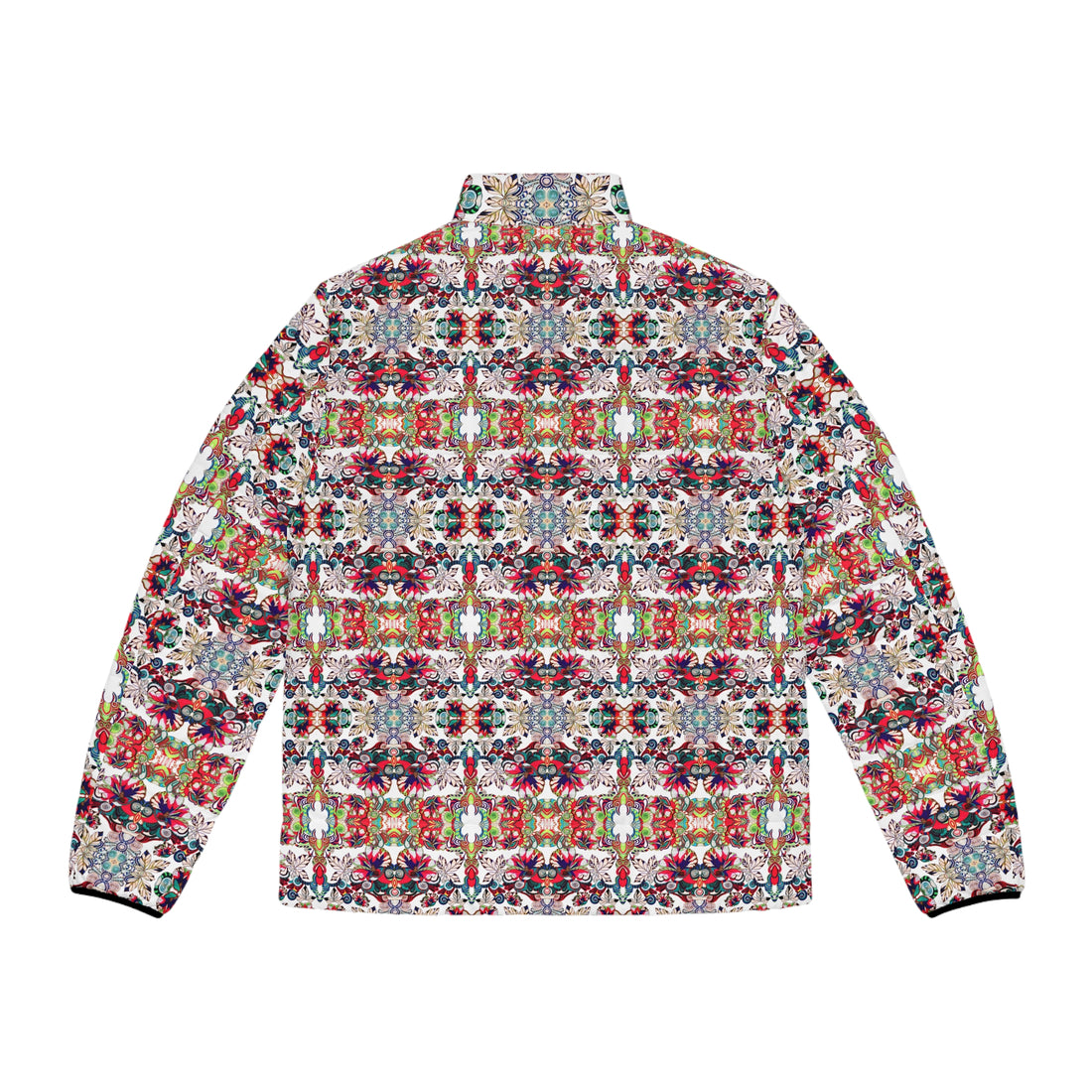 White Artsy Floral Pop Men's Puffer Jacket