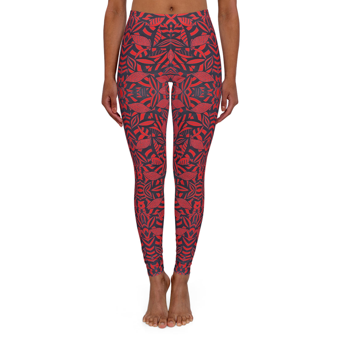 Red Tropical Minimalist Spandex Leggings