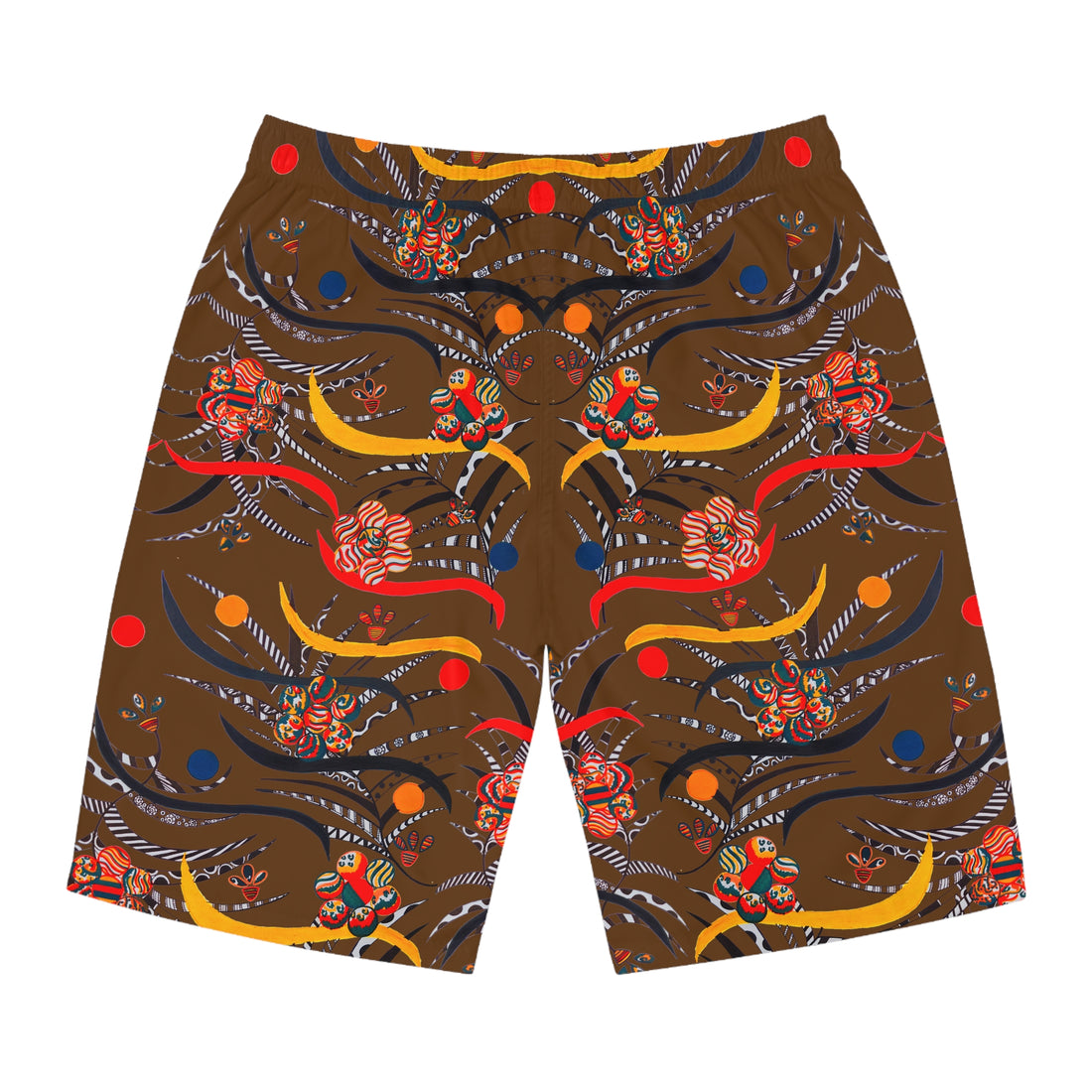 Brown Wilderness Print Men's Board Shorts (AOP)