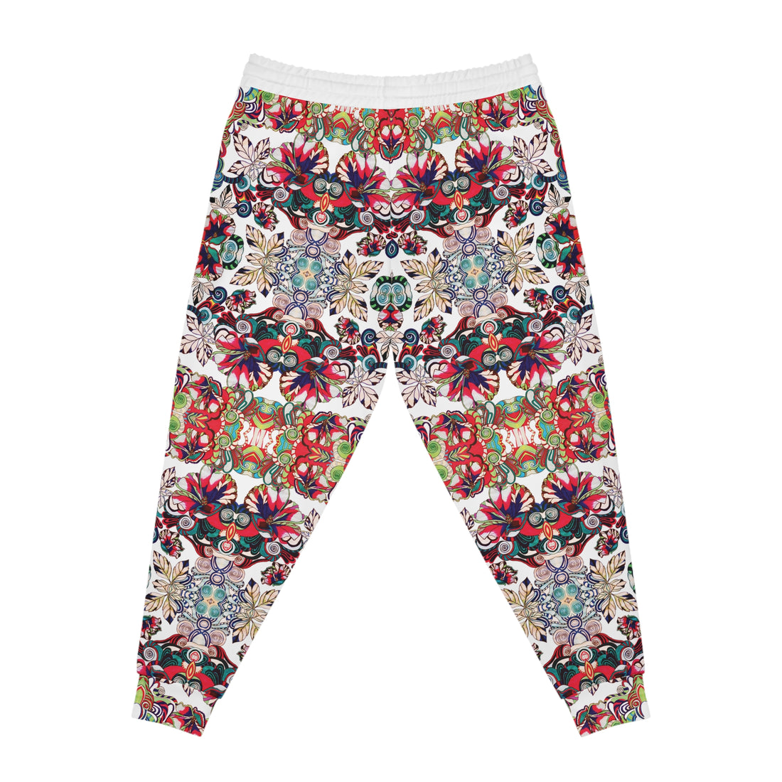 White Graphic Floral Pop AOP Joggers