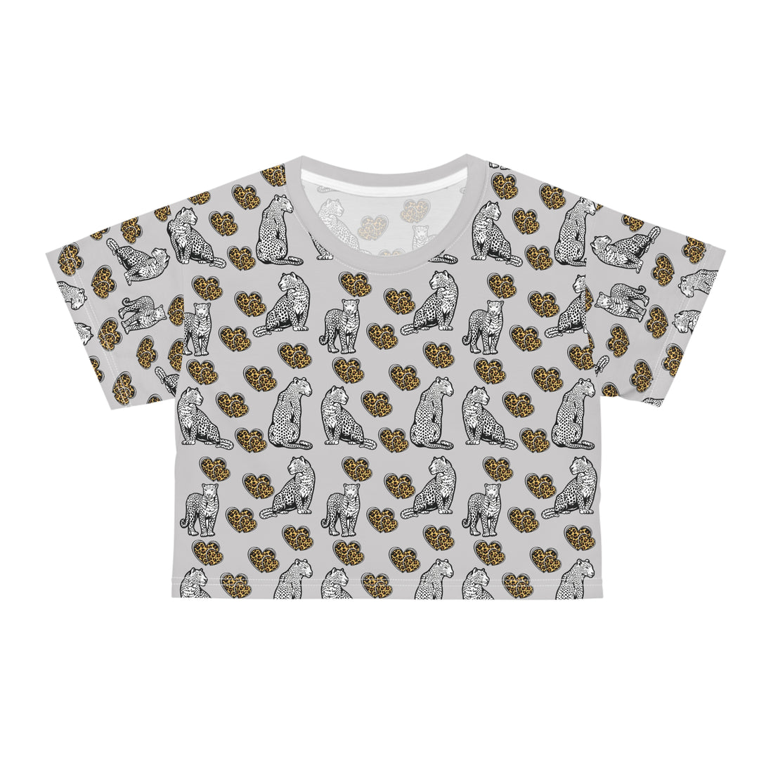 Slate Cheetah Hearts AOP Crop Tee