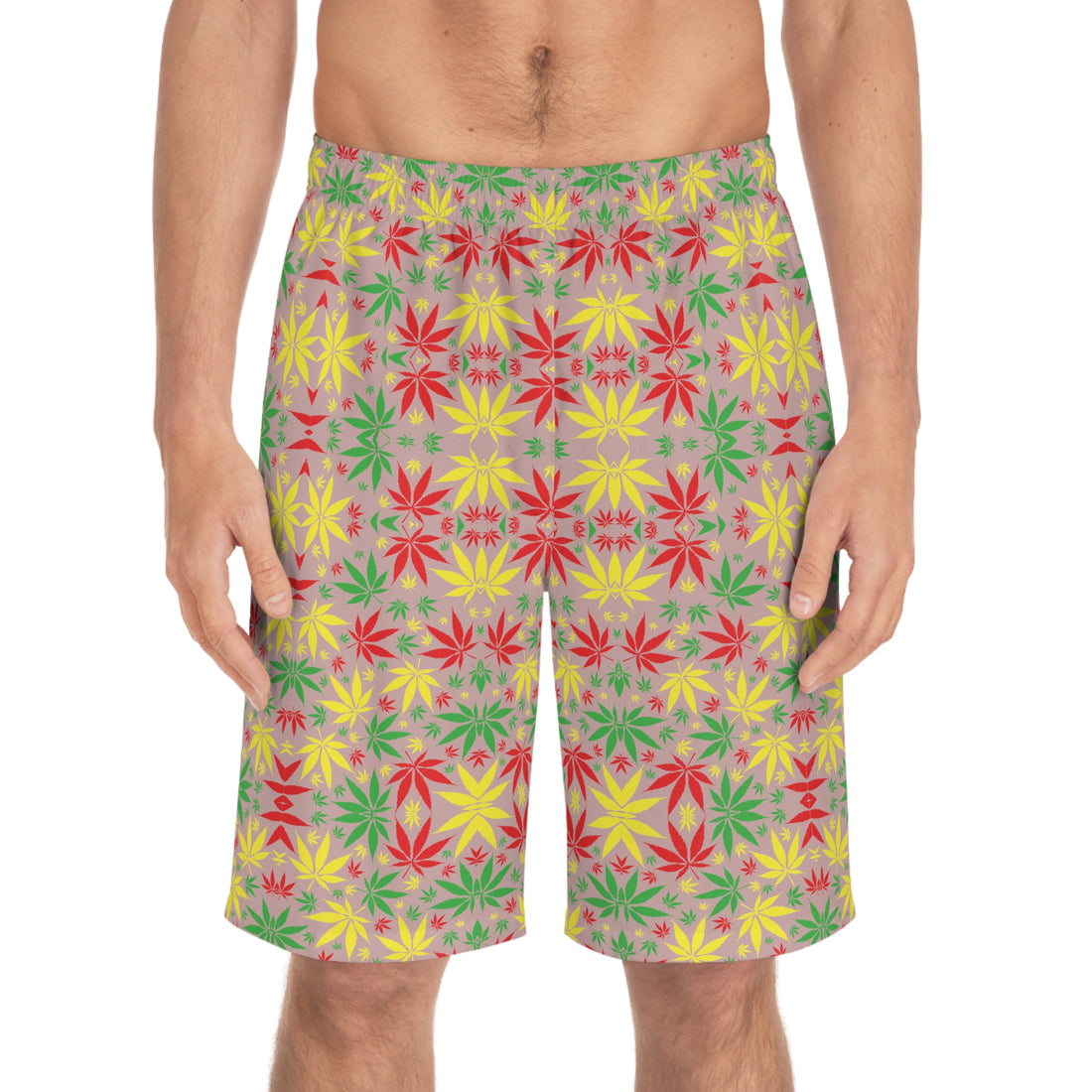 Taupe Rasta Toned Men's Board Shorts (AOP)