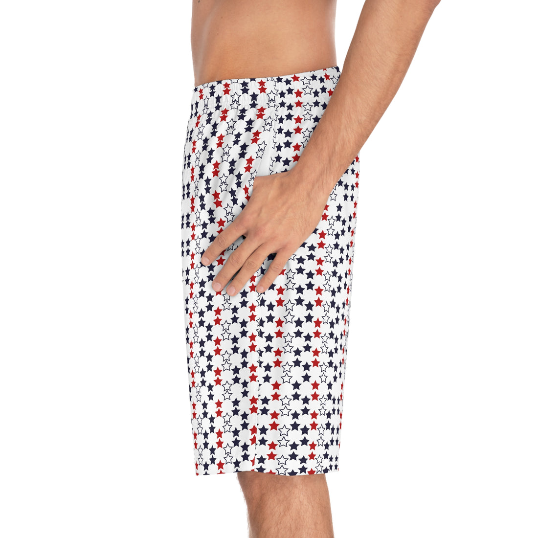 White Star Print Men's Board Shorts (AOP)