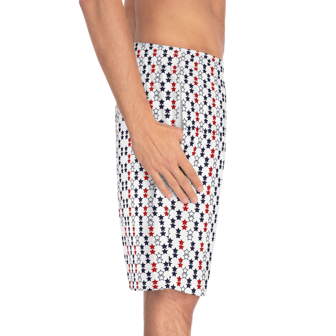 White Star Print Men's Board Shorts (AOP)