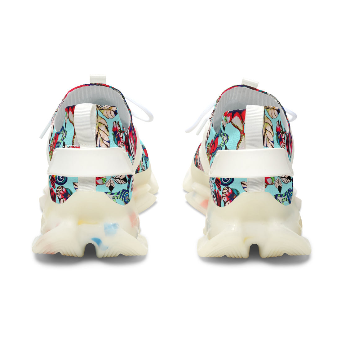 Icy Blue Floral Pop OTT Women's Mesh Knit Sneakers