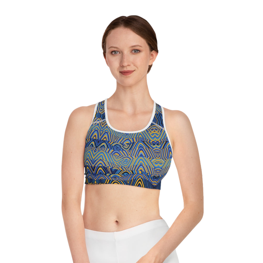 Yellow Sonic (AOP) Racerback Sports Bra