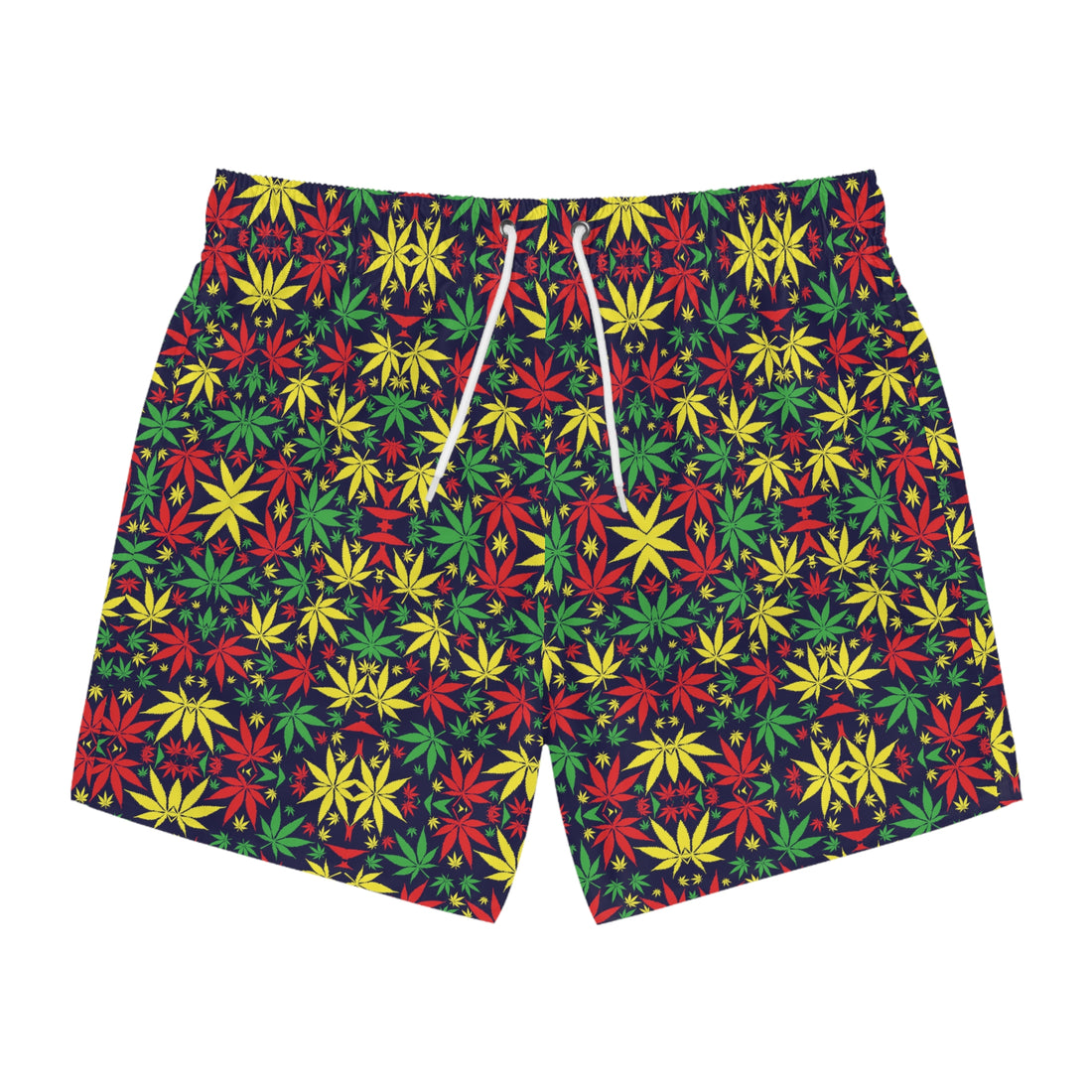 Navy Tropical Rasta Toned Swimming Trunks