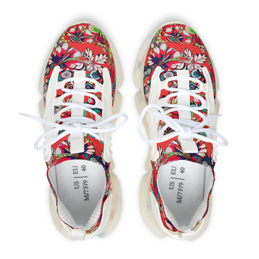 vermillion women's graphic floral print mesh knit sneakers