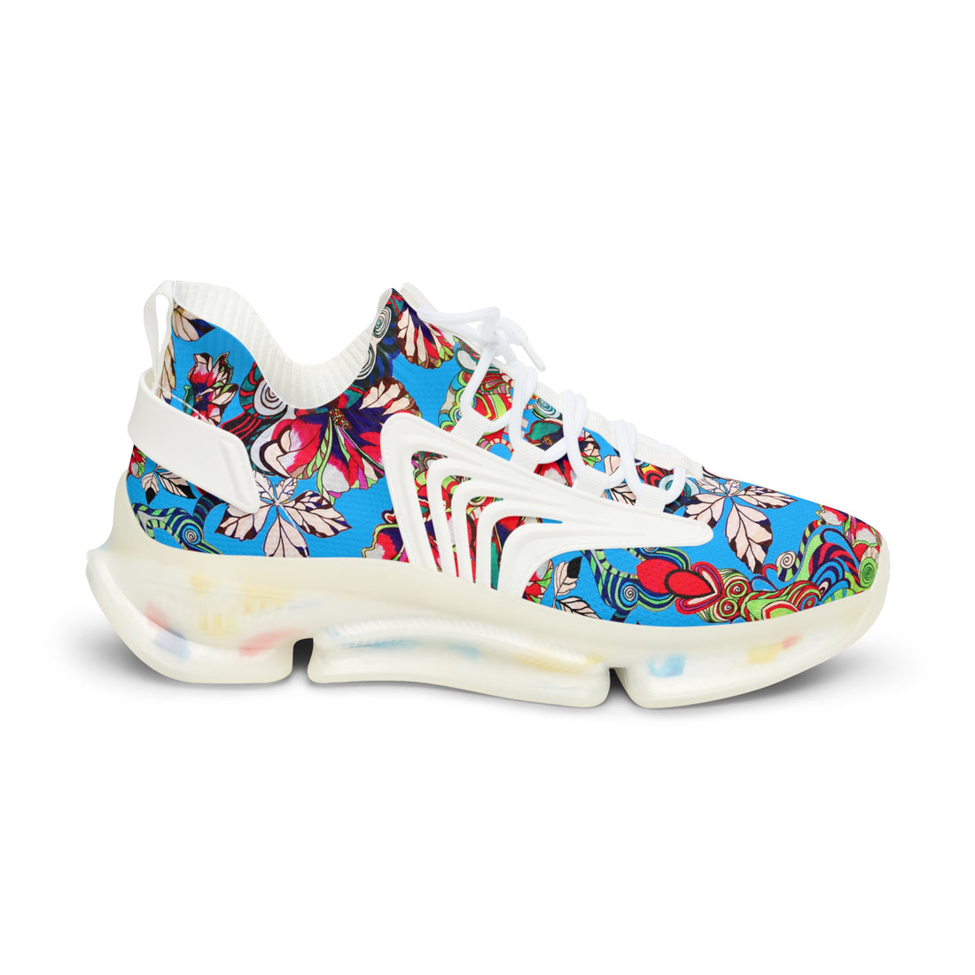 Aqua Floral Pop OTT Men's Mesh Knit Sneakers