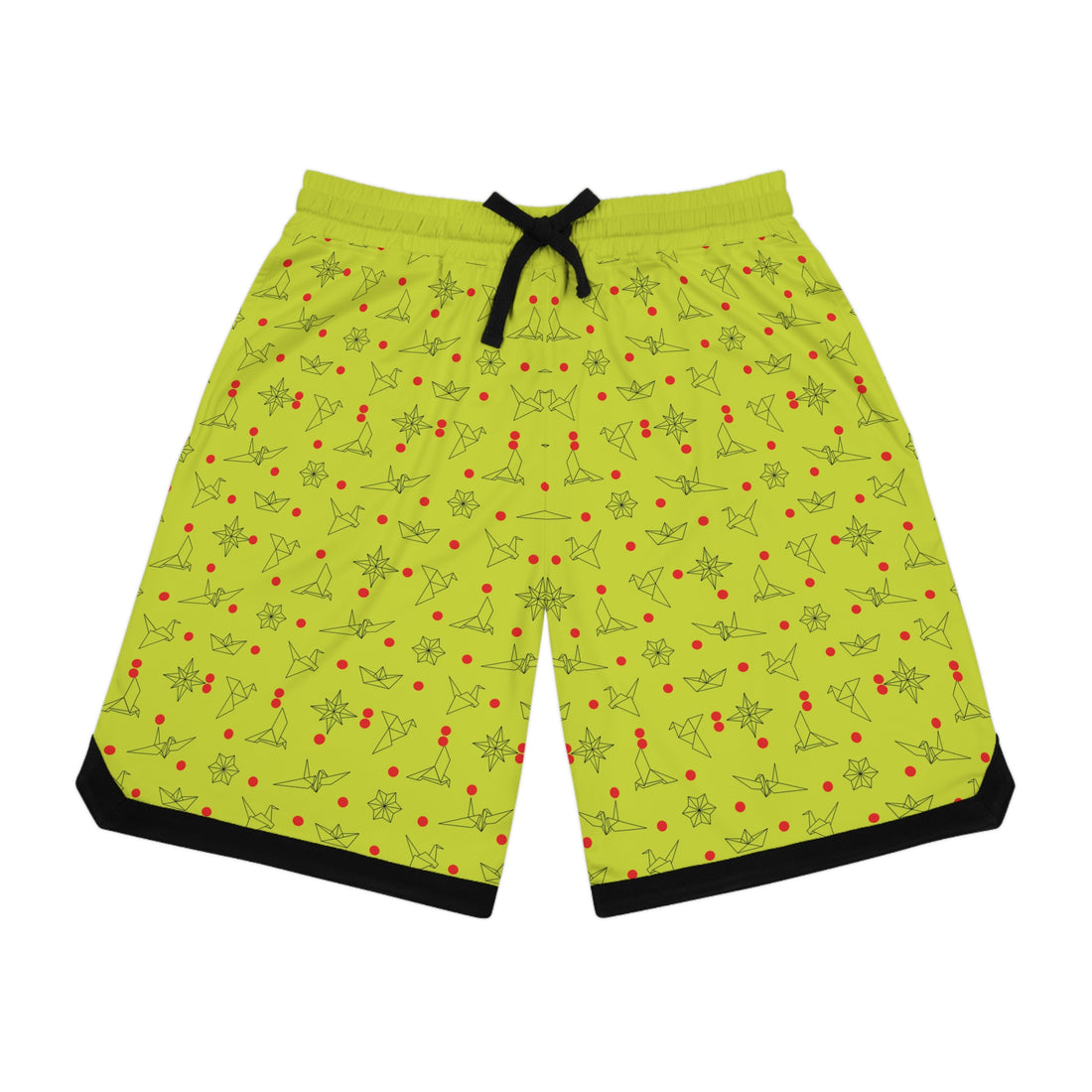 Lime Origami Basketball Rib Shorts (AOP)