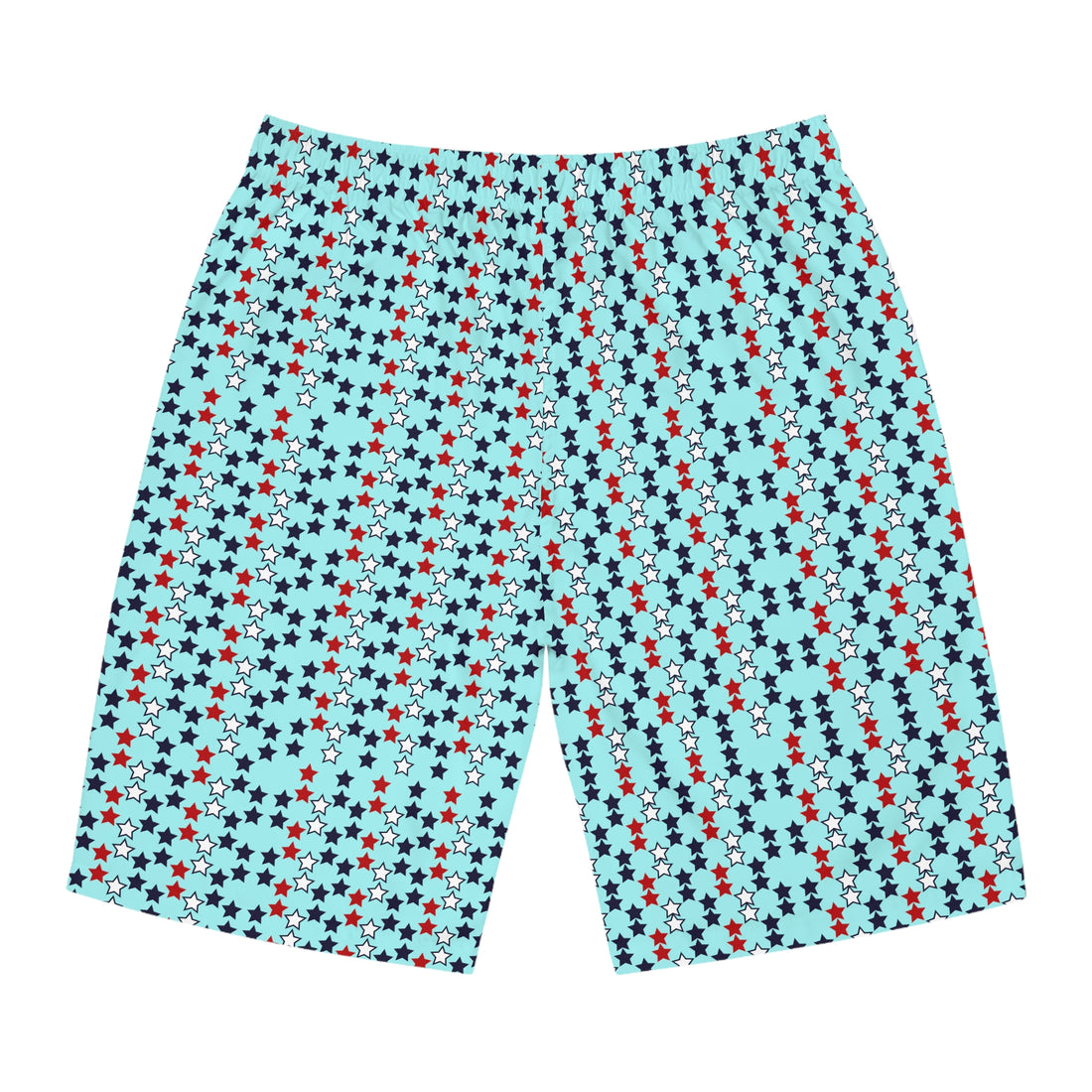 icy blue star print board shorts for men