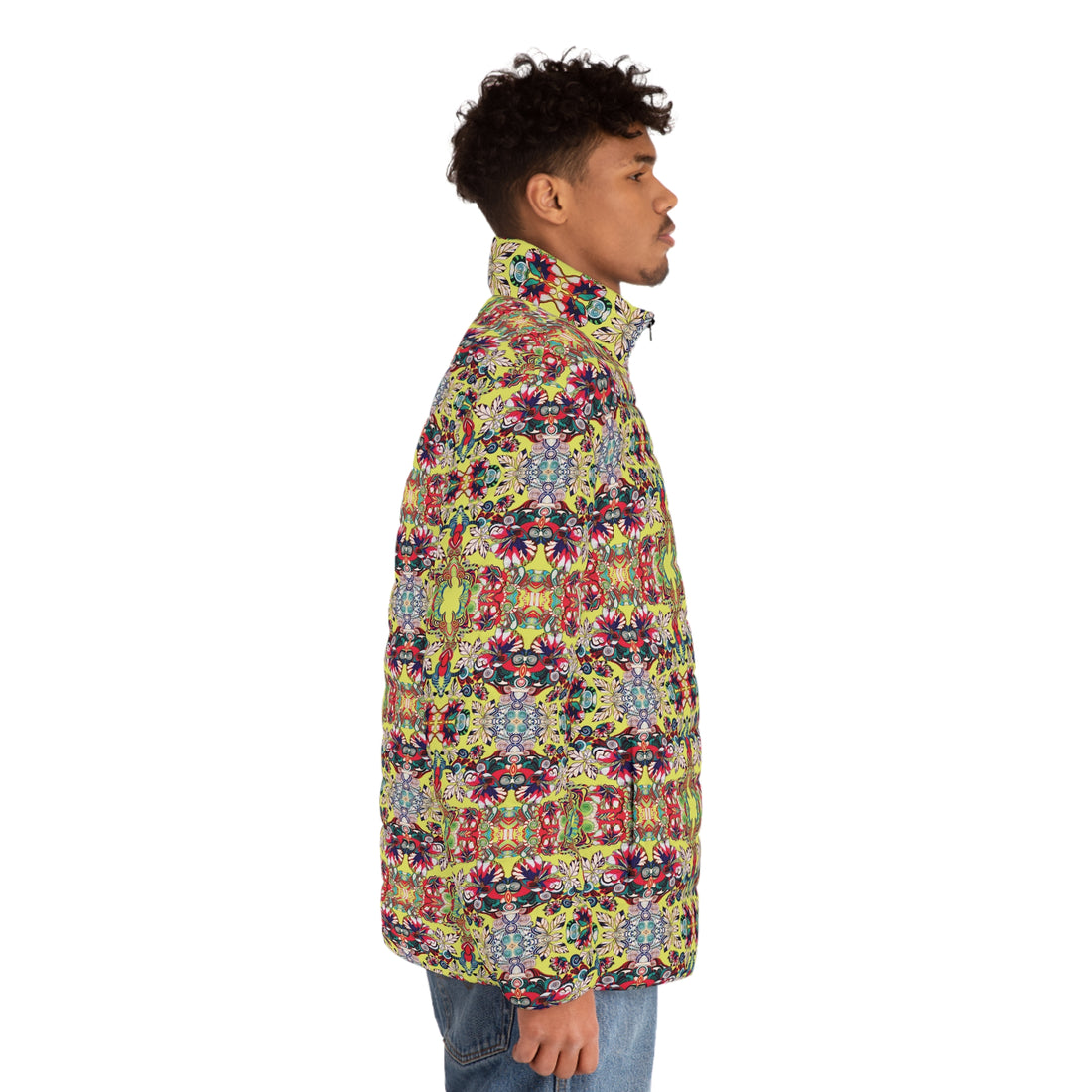 Canary Floral Pop Men's Puffer Jacket