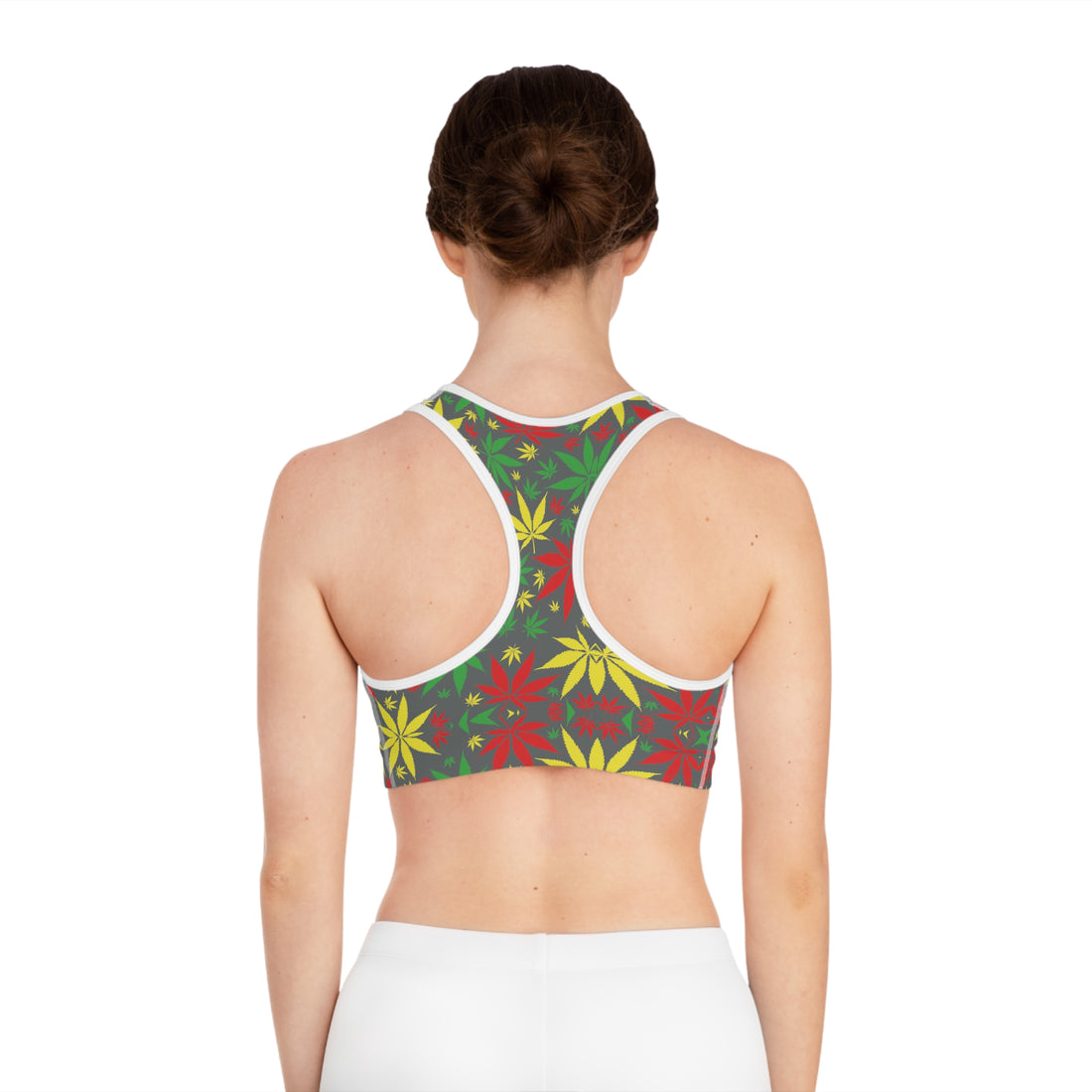 Ash Tropical Rasta Toned Racer Back (AOP) Sports Bra