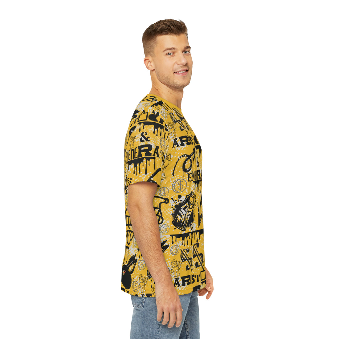 Yellow Graphic Polar Men's Polyester Tee (AOP)