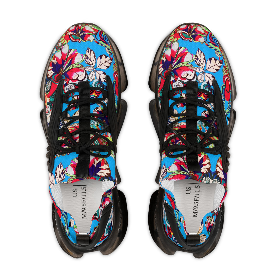 Aqua Floral Pop OTT Men's Mesh Knit Sneakers