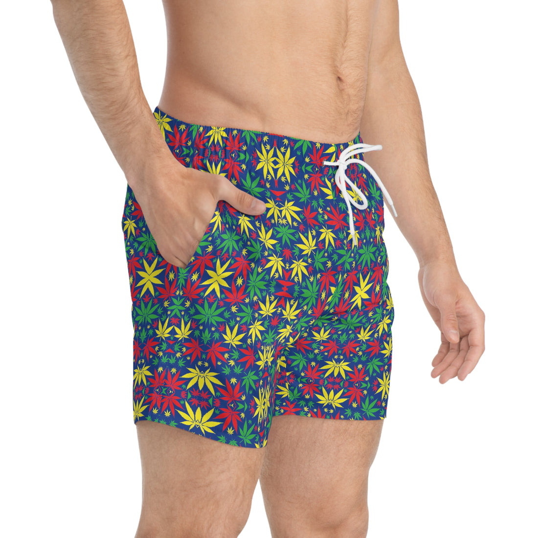 Blue Tropical Rasta Toned Swimming Trunks