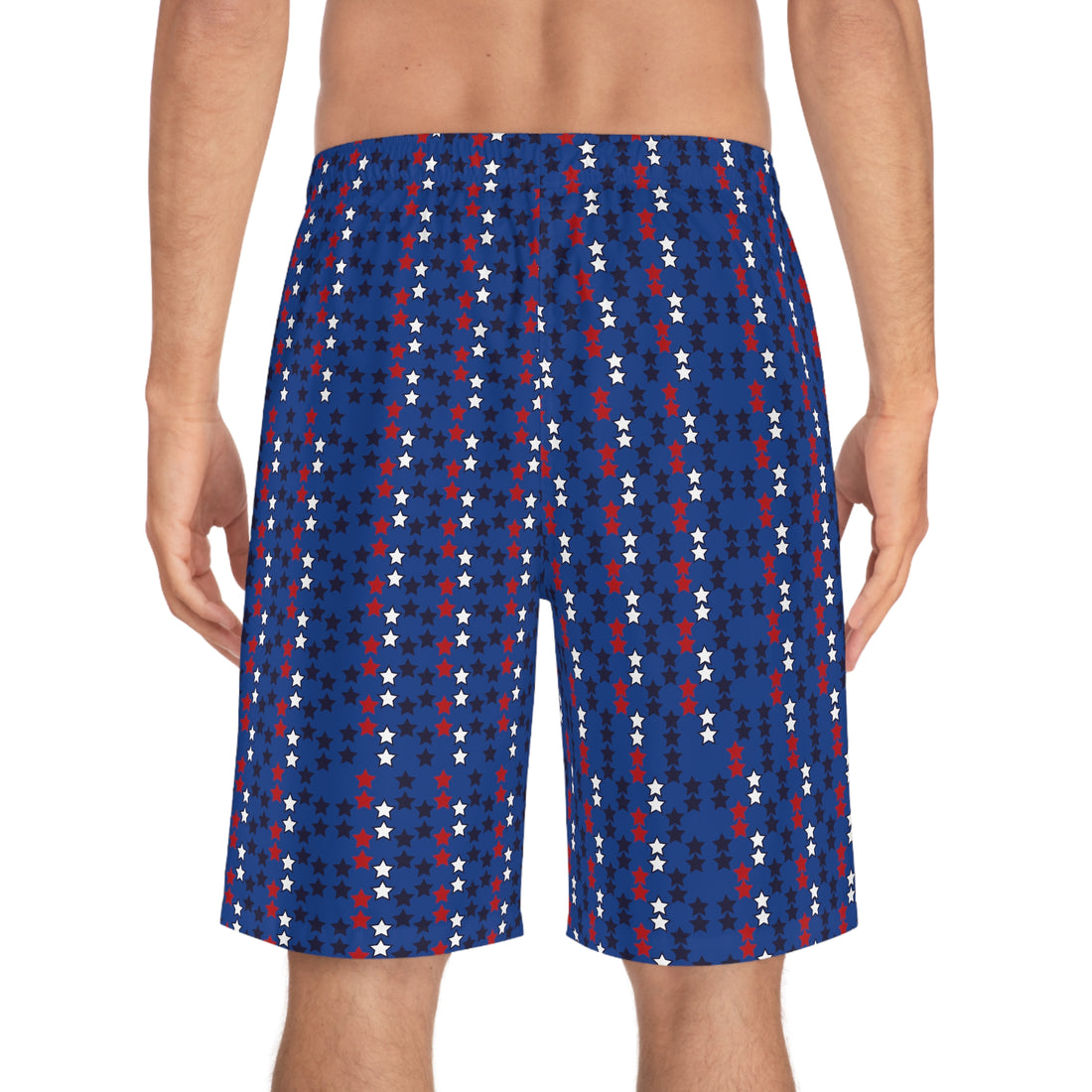 royal blue star print board shorts for men