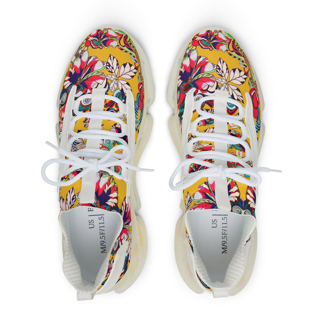 Yellow Floral Pop OTT Men's Mesh Knit Sneakers