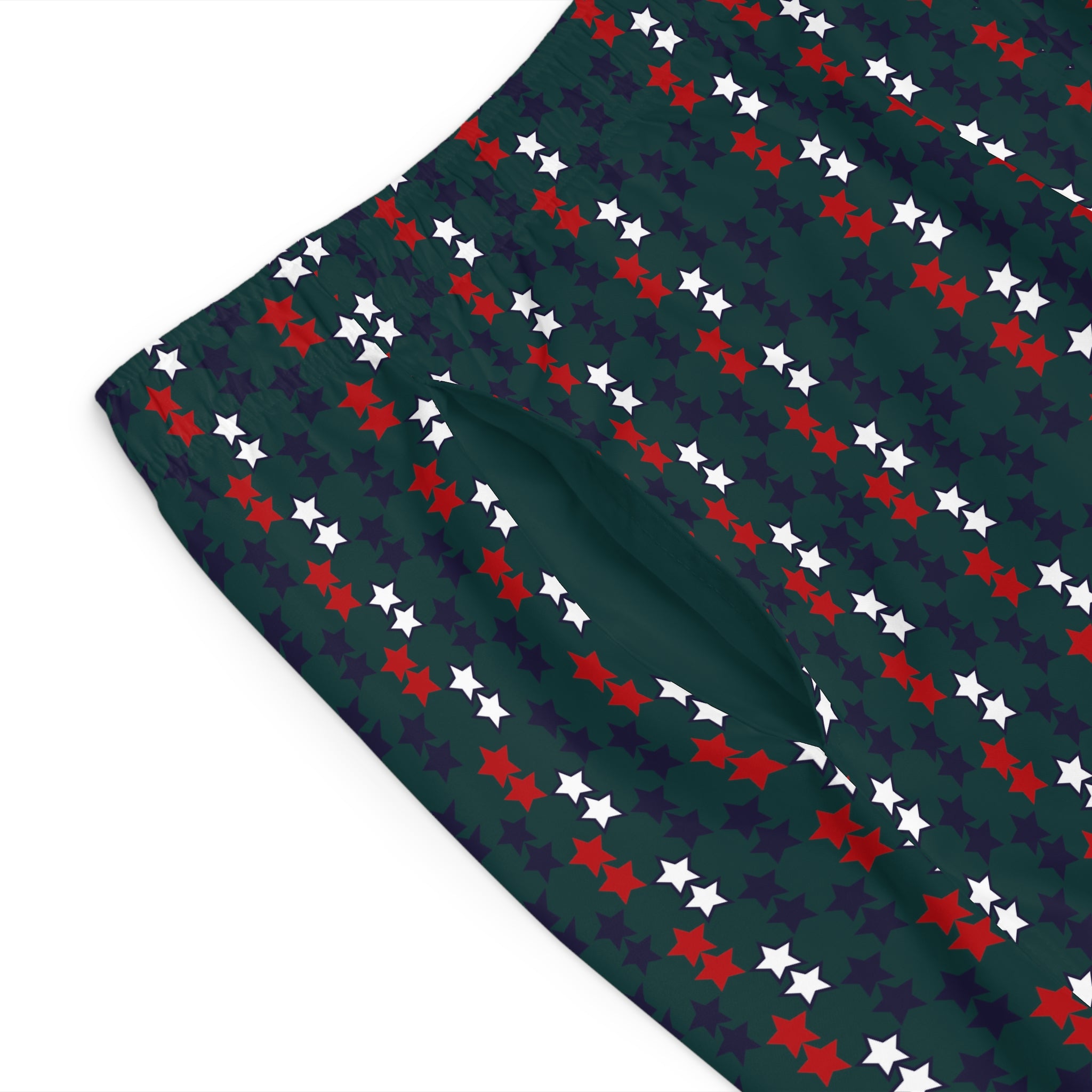 Bottle Green Star Print Men's Board Shorts (AOP)
