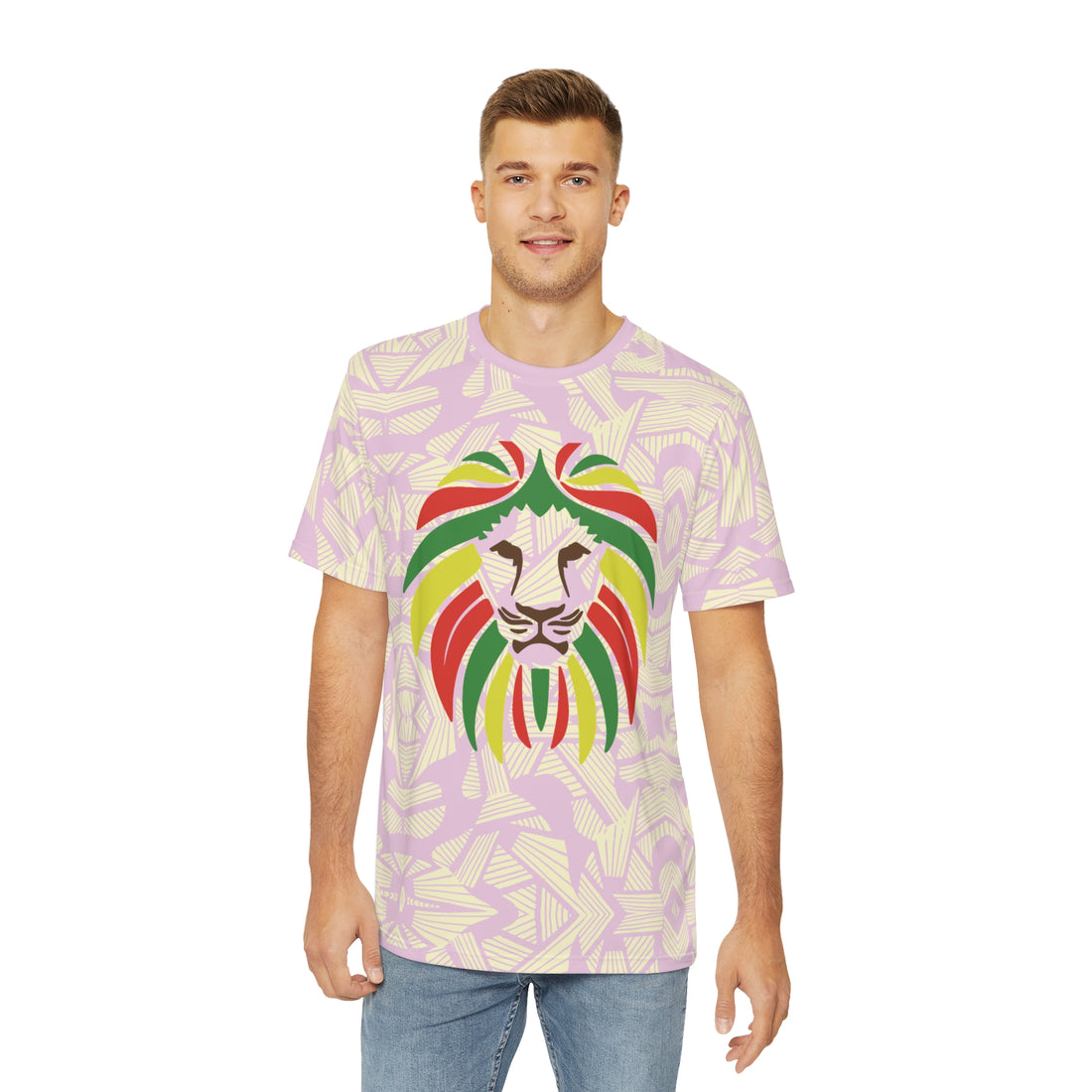 Lilac Men's Rasta Lion Portrait Polyester Tee (AOP)