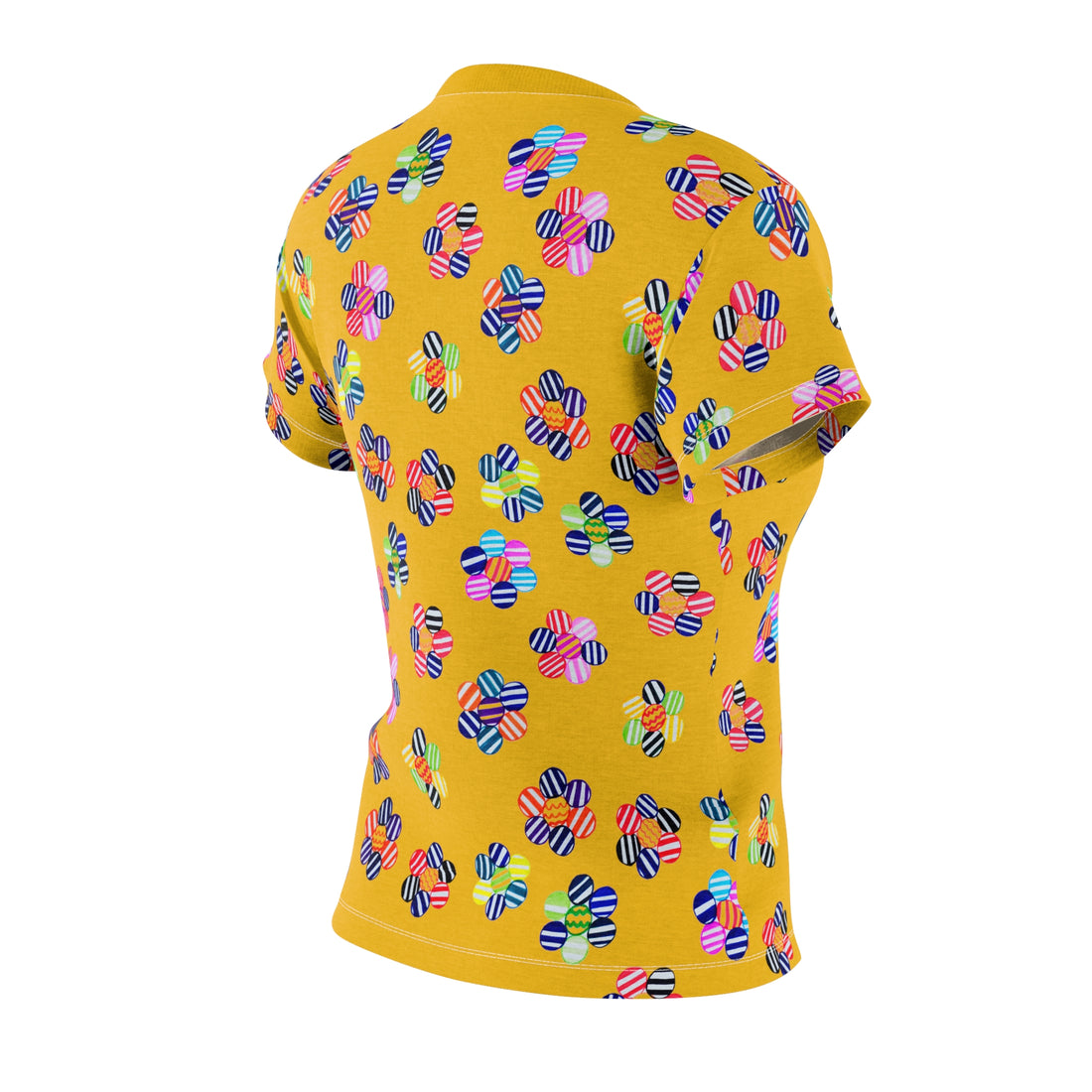 Yellow Candy Floral AOP Women's Cap Sleeves T-shirt