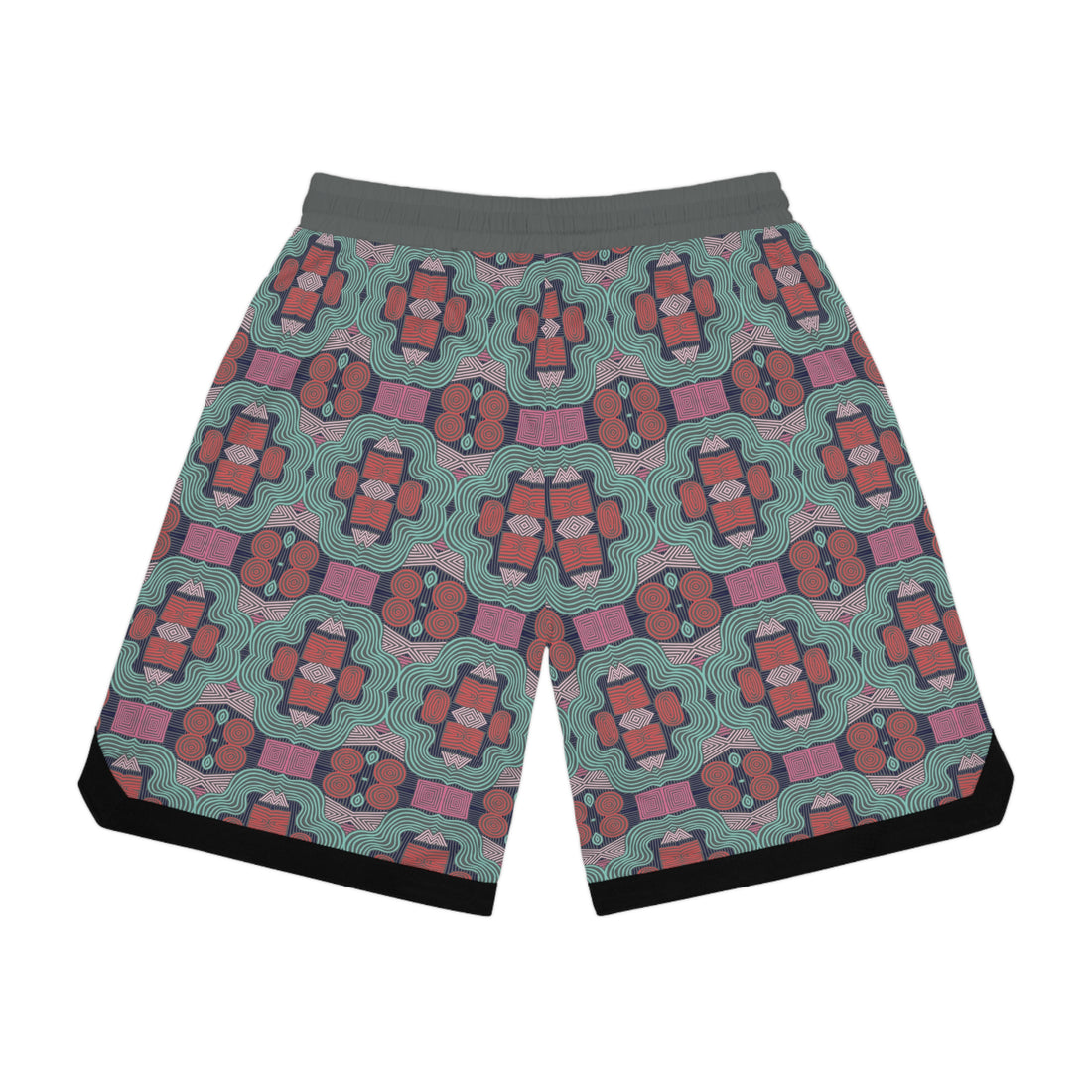 Ash Geometric Print Basketball Rib Shorts (AOP)