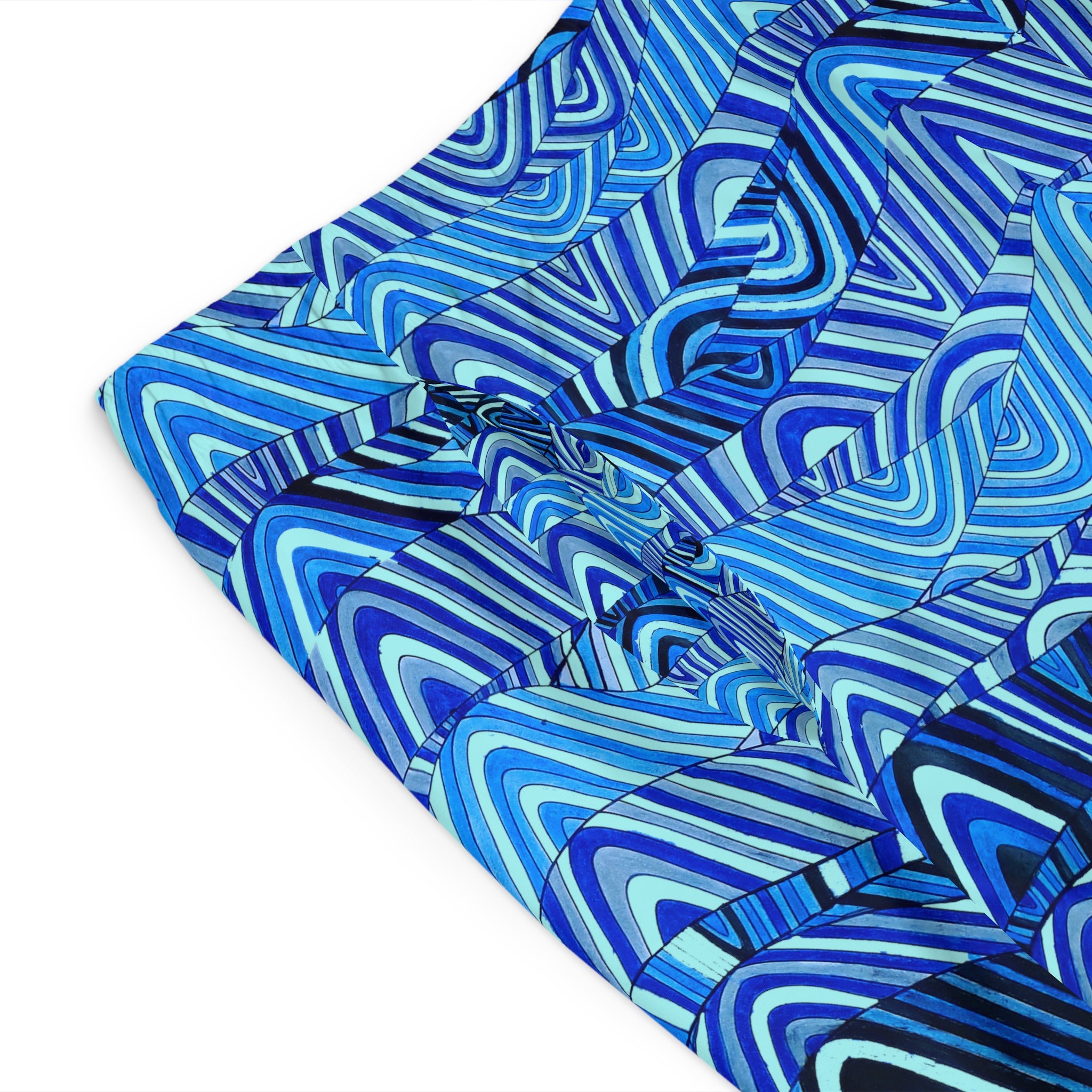 icy blue sonic waves print board shorts for men