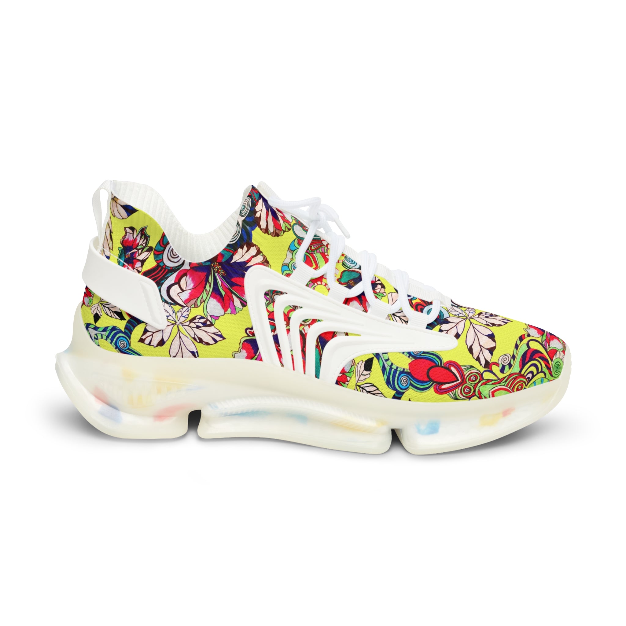 Canary Floral Pop OTT Men's Mesh Knit Sneakers