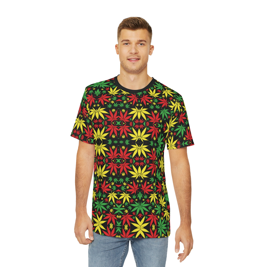 Black Tropical Men's Polyester Tee (AOP)