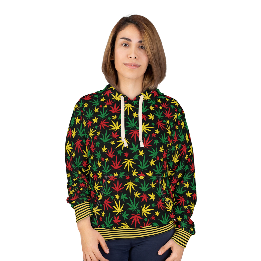 Black Tropical Rasta Toned Pullover Hoodie