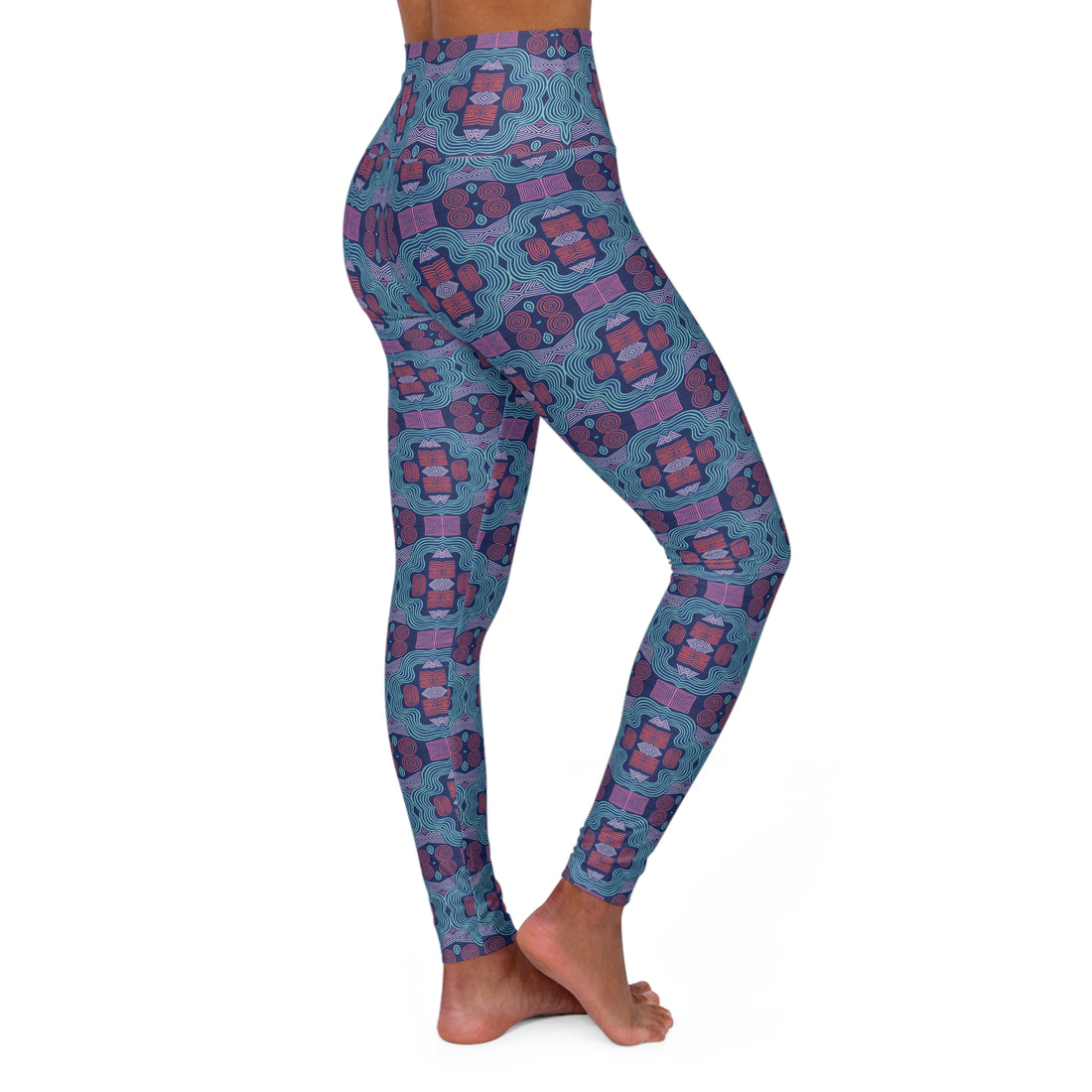 Blue Geometric Print Yoga Leggings