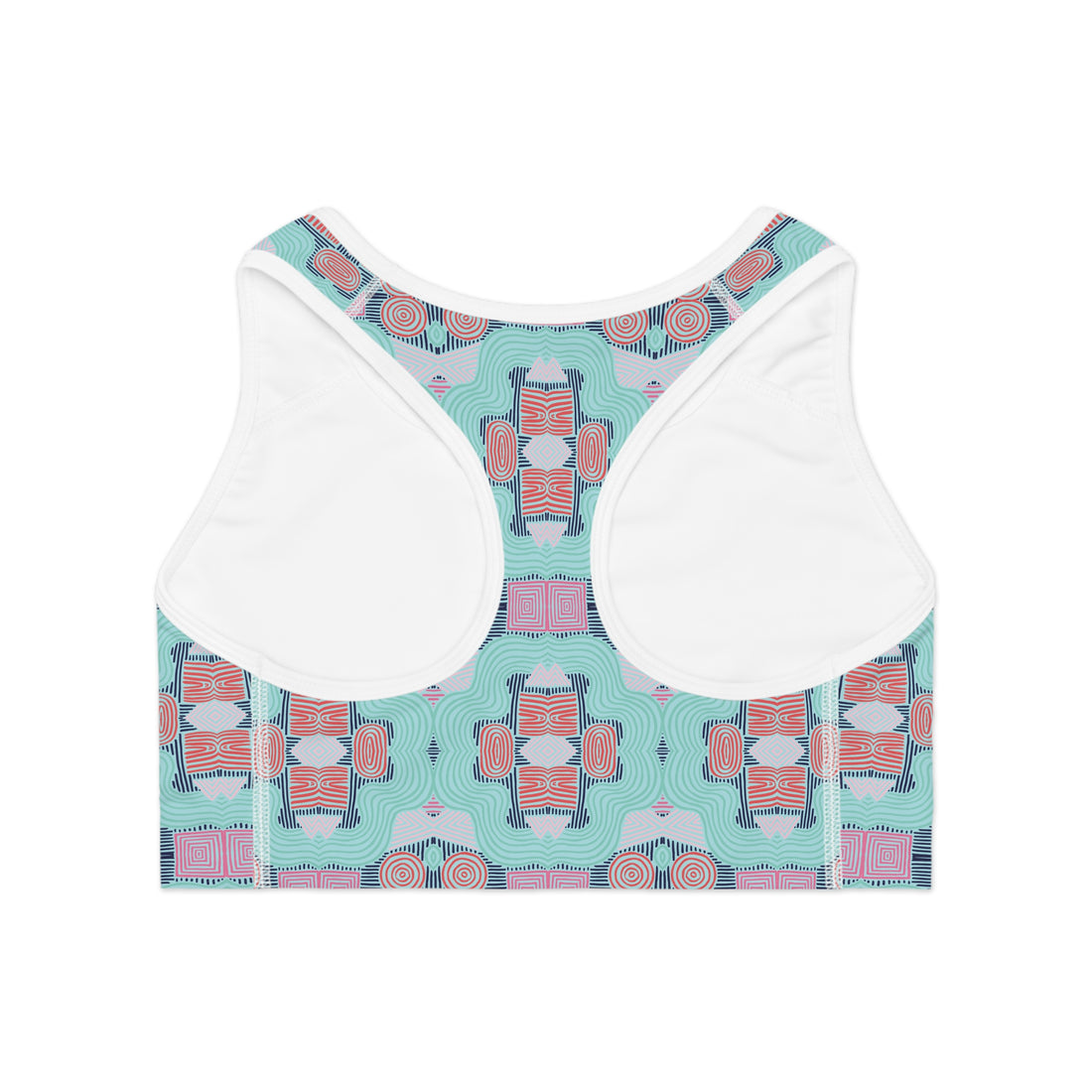 Icy Geometric Print (AOP) Racerback Sports Bra