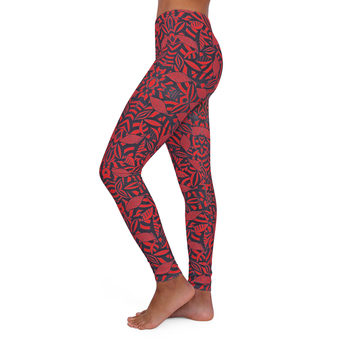 Red Tropical Minimalist Spandex Leggings