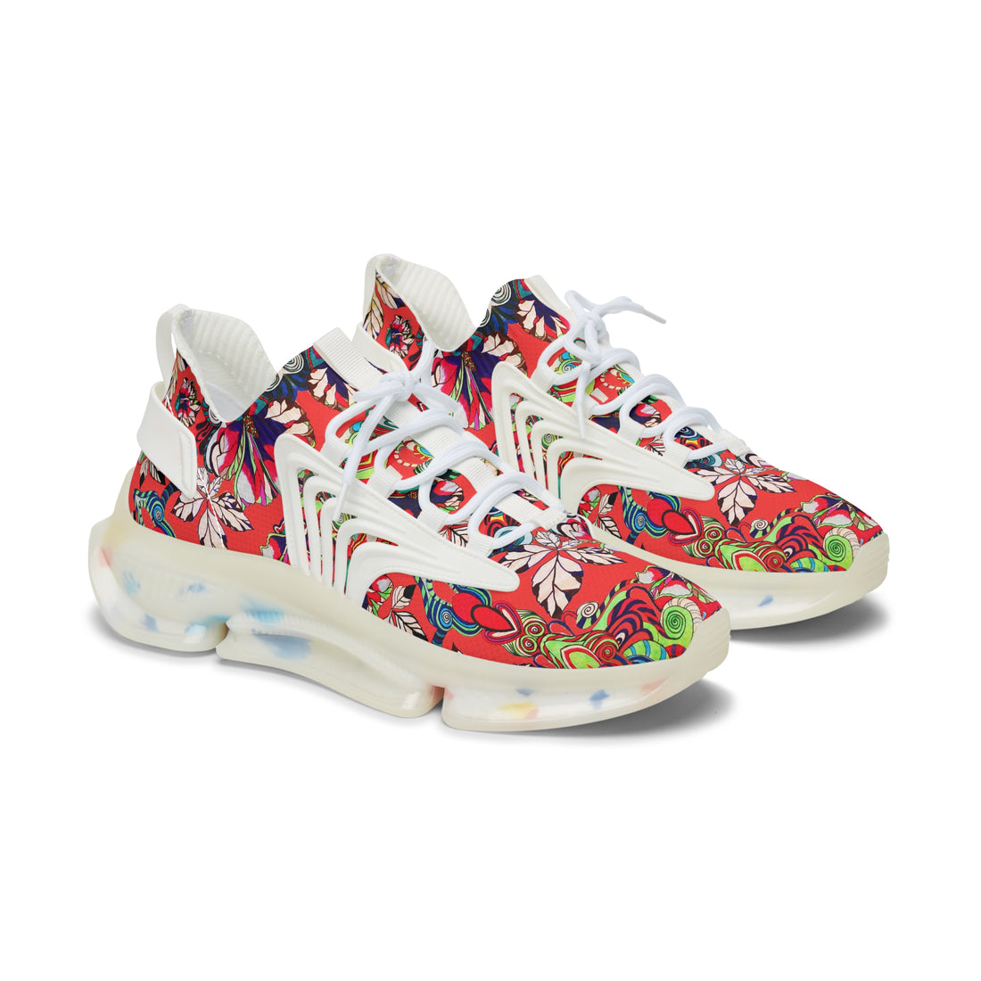 vermillion women's graphic floral print mesh knit sneakers