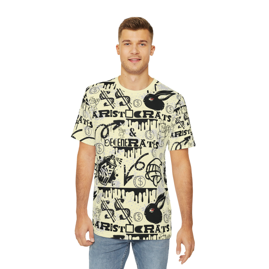 Cream Graphic Polar Men's Polyester Tee (AOP)