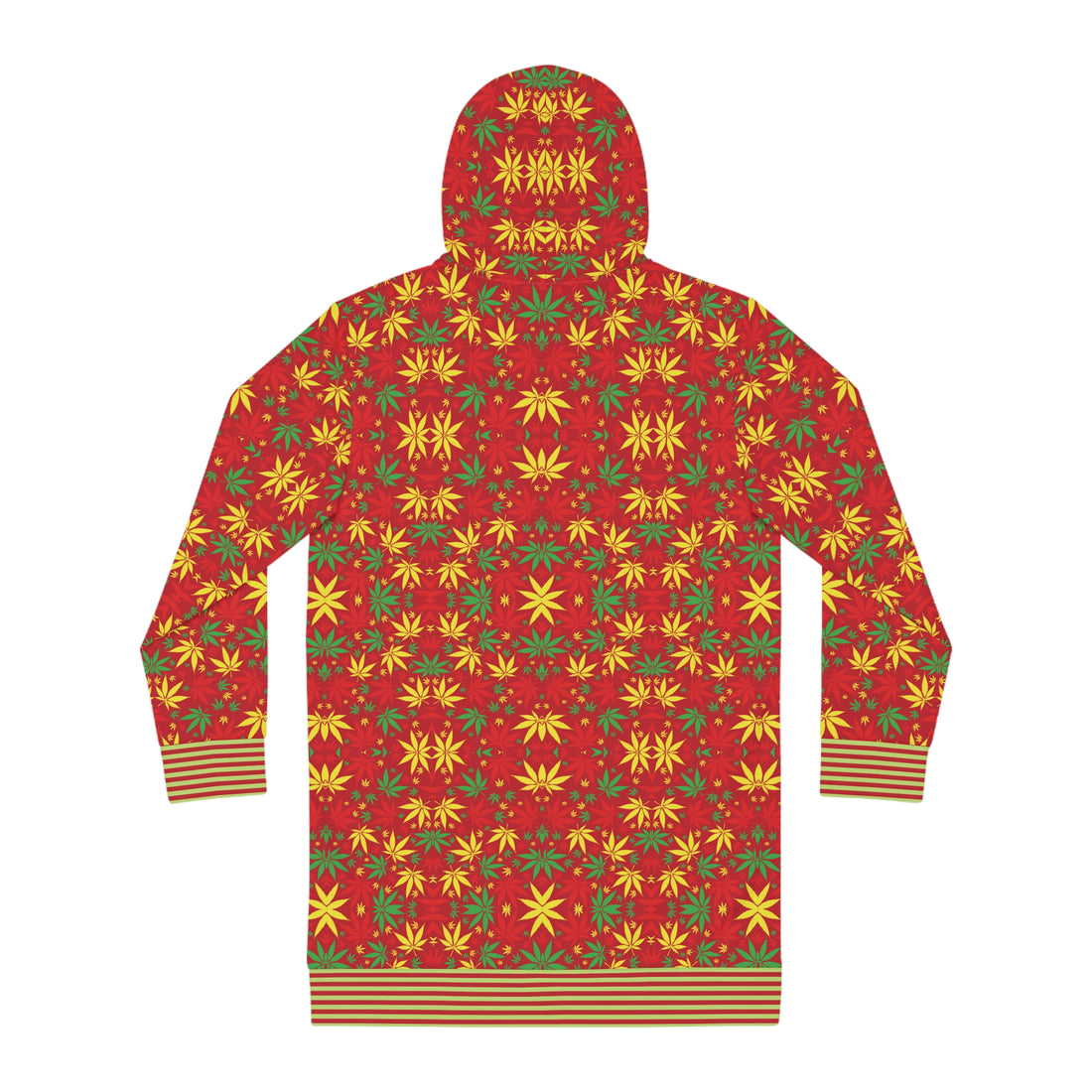 Red Tropical Rasta Toned Hoodie Dress (AOP)