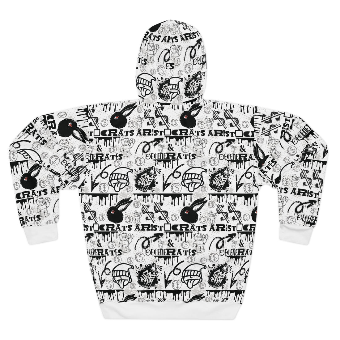 White Graphic Polar Pullover Hoodie