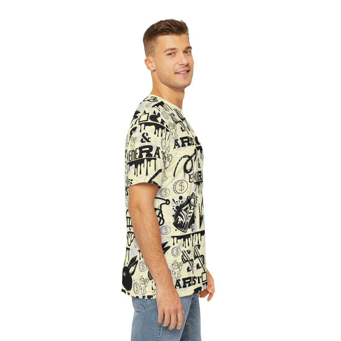 Cream Graphic Polar Men's Polyester Tee (AOP)