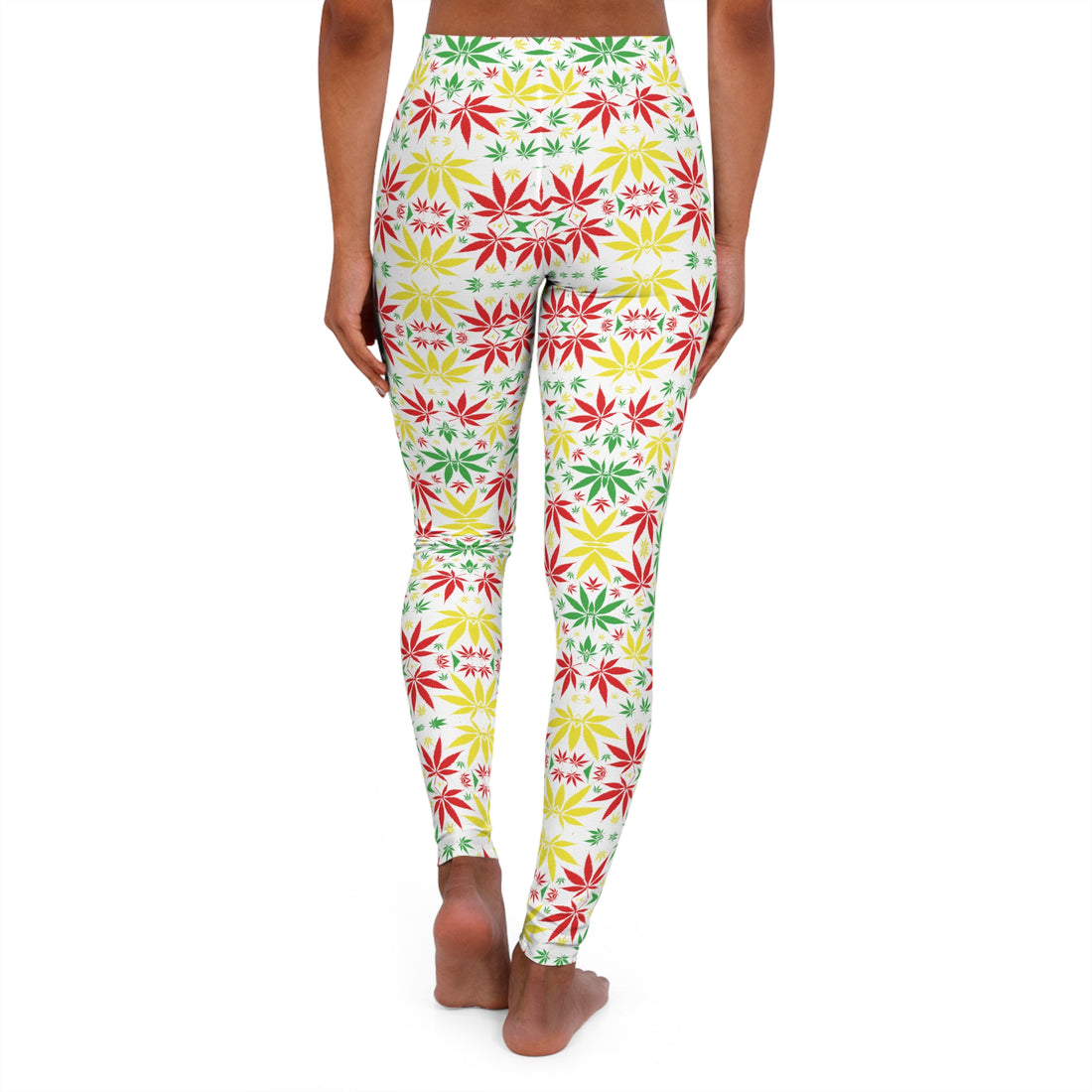 White Tropical Rasta Toned Spandex Leggings